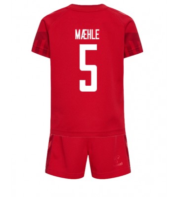 Danmark Joakim Maehle #5 Hjemmebanesæt Børn VM 2022 Kort ærmer (+ korte bukser)